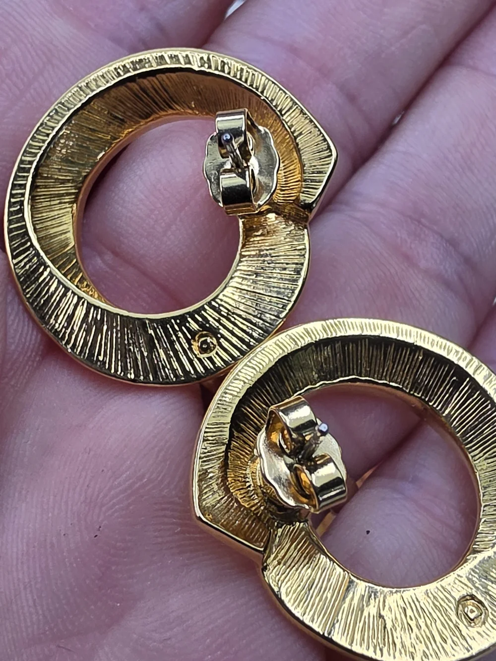 Avon Gold-Tone Circle Earrings with Clear Crystal Accent